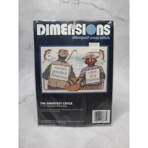 Vintage Dimensions Stamped Cross Stitch Kit The Greatest Catch Husband Fishing